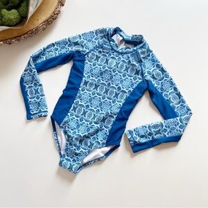 Cabana Life Blue Long Sleeve Rash Guard Swimsuit | 5T
